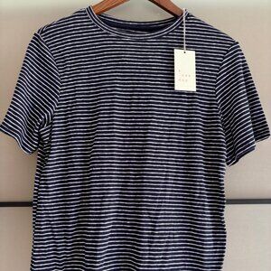 A New Day Navy & White striped Tshirt Sz XS NWT